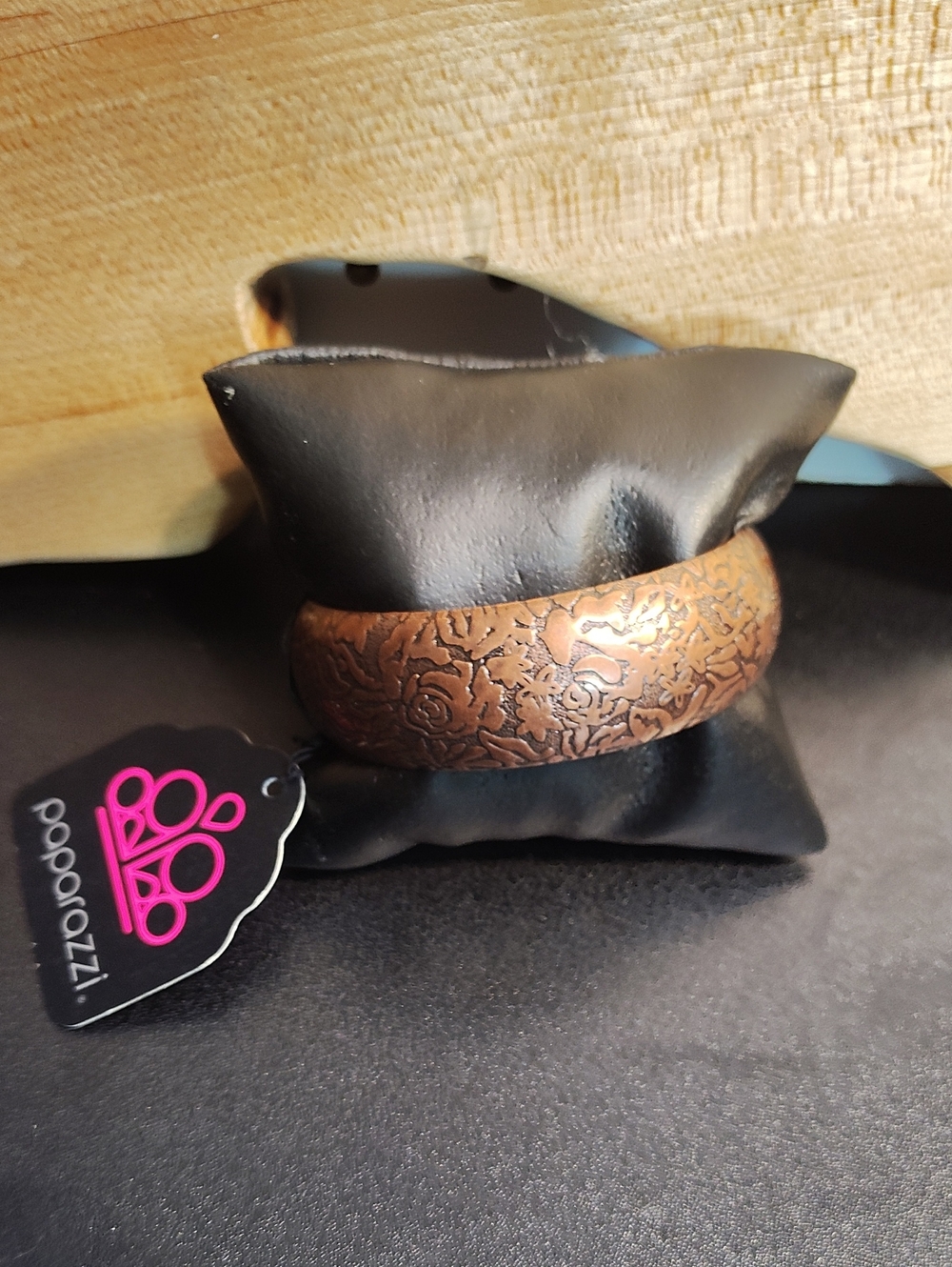 Copper-Tone Floral Engraved Bangle Bracelet -
